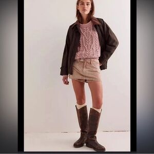 We The Free 28 Chocolate Truffle Corduroy Gala-Vanting Low Rise Mini Skort NWT